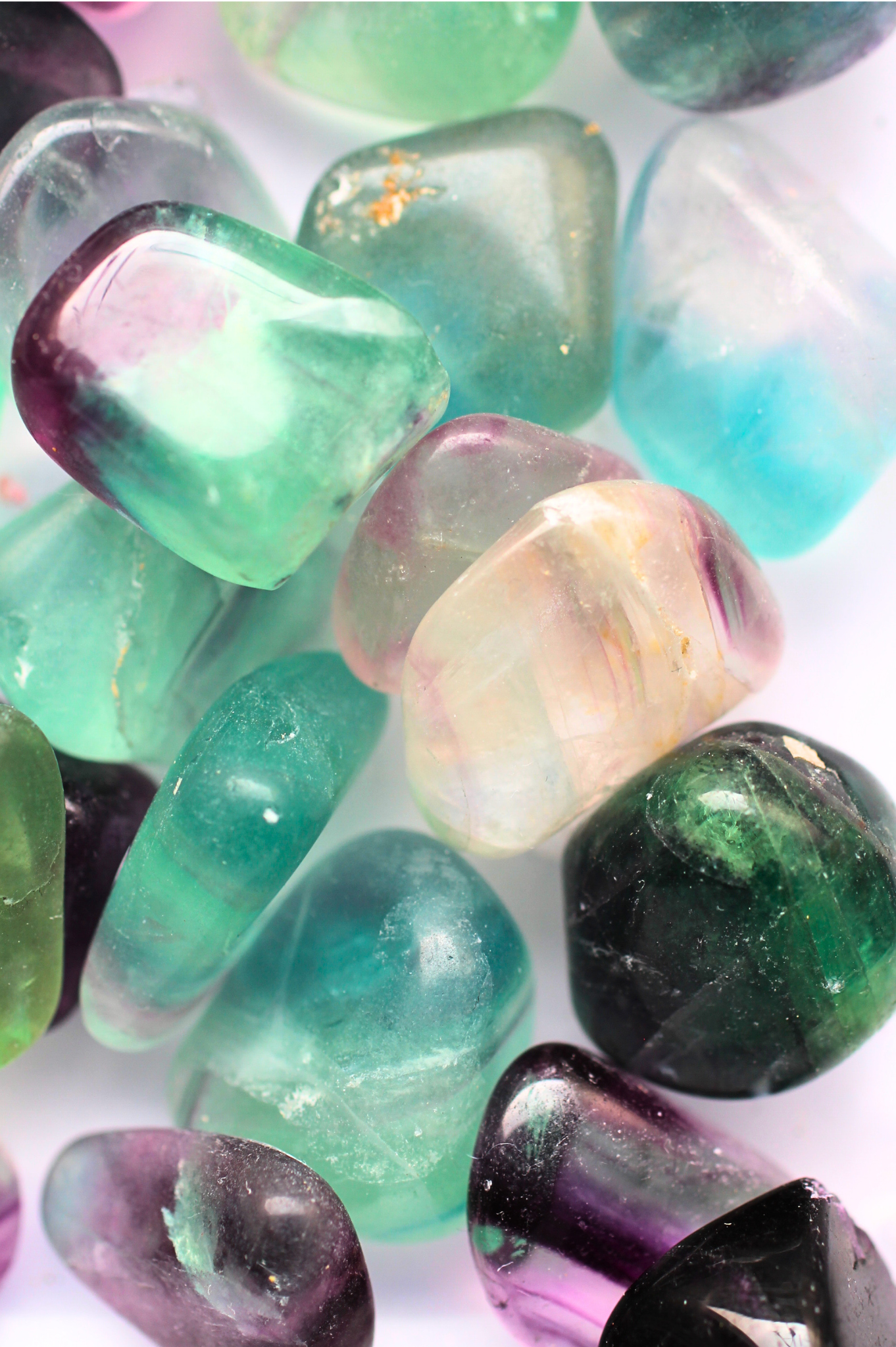 Rainbow fluorite tumbled